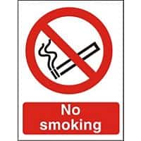 Prohibition Sign No Smoking Self Adhesive PVC 15 x 20 cm