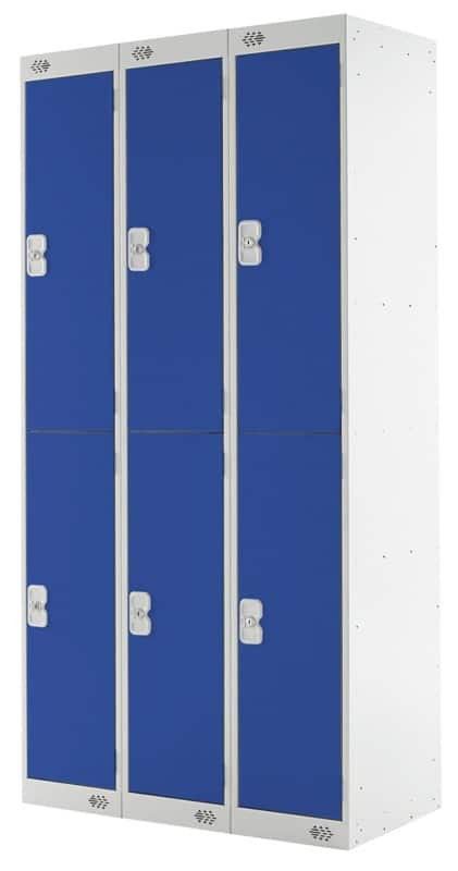 LINK51 Steel Locker 2 Doors 3 nests Key lock 900 x 450 x 1,800 mm Blue, Grey