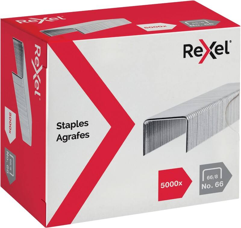 Rexel No.66 66/8 Staples 6065 Metal Silver Pack of 5000