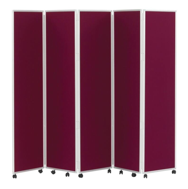 Concertina 5 Screen Room Divider 609392 Nyloop Fabric 560 x 1800mm Wine