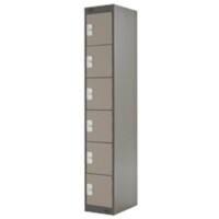 LINK51 Standard Mild Steel Locker with 6 Doors Standard Deadlock Lockable with Key 300 x 450 x 1800 mm Coffee & Cream