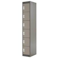 LINK51 Steel Locker 6 Doors 1 nest Key lock 300 x 450 x 1,800 mm Brown, Cream