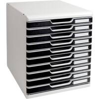 Exacompta Modulo 10 Drawer Filing System Light Grey, Black Polystyrene, Plastic 28.8 x 35 x 32 cm