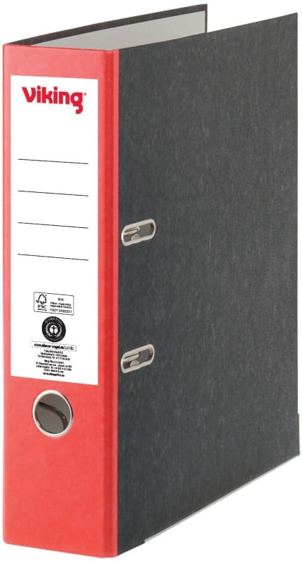 Viking Wide Lever Arch File A4 80 mm Black, Red 2 Rings Cardboard Marbled Portrait