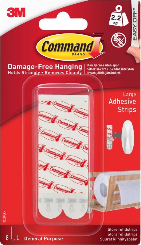 Command Large Mounting Strip 2.2 kg Holding Capacity White Pack of 6