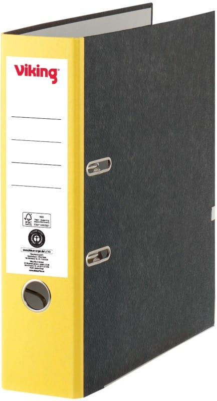 Viking Wide Lever Arch File A4 80 mm Black, Yellow 2 Rings Cardboard Marbled Portrait