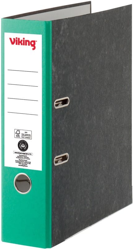Viking Wide Lever Arch File A4 80 mm Black, Green 2 Rings Cardboard Marbled Portrait