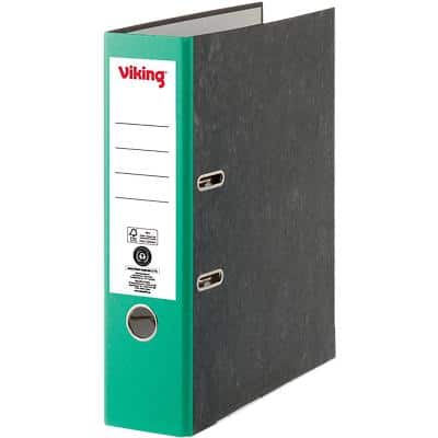 Viking Lever Arch File A4 80 mm Black, Green 2 ring Cardboard Marbled Portrait