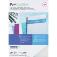 GBC PolyClearView Binding Covers A4 Polypropylene 300 Microns Transparent Matte Pack of 100