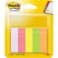 Post-it Index Flags 15 x 50 mm Assorted 100 x 5 Pack