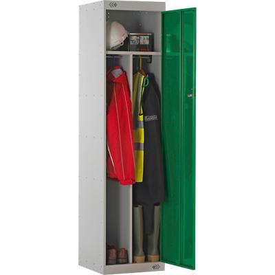 LINK51 Steel Locker with 1 Door Standard Deadlock Lockable with Key 450 x 450 x 1800 mm Grey & Green