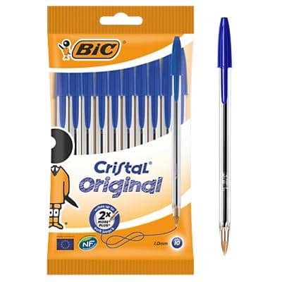 BIC Cristal Original Ballpoint Pen Medium 0.4 mm Blue Pack of 10