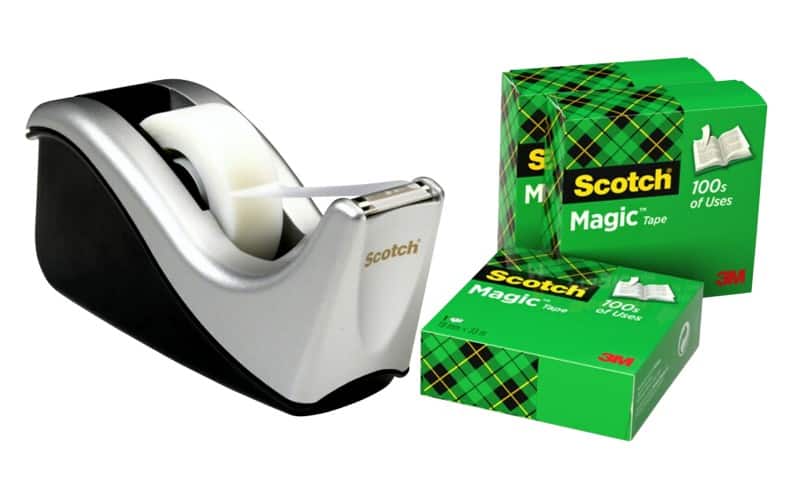 Scotch Tape Dispenser Set Scotch Magic C60 Black, Silver 19 mm (W) x 33 m (L) Small Core
