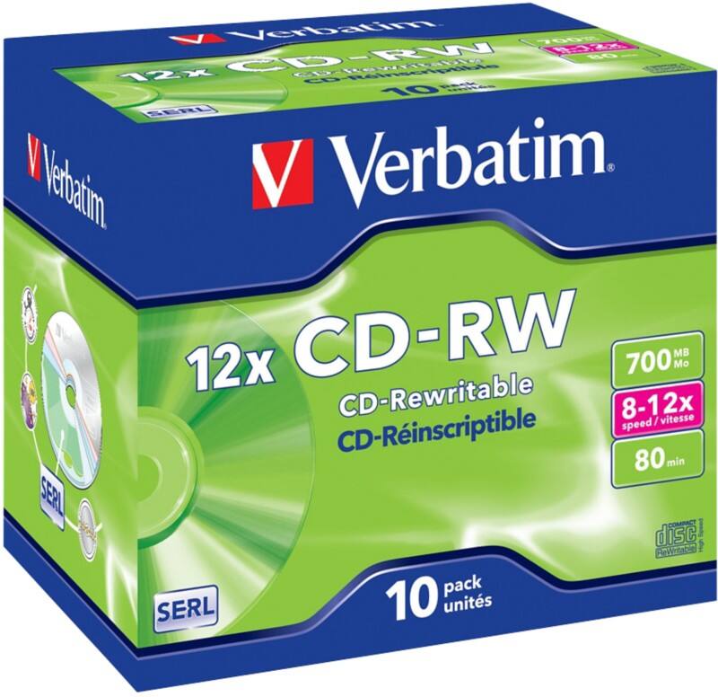 Verbatim CD-RW 12x 700MB SERL 10 Pack Jewel Case