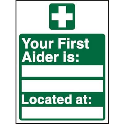 First Aid Sign First Aiders Plastic 20 x 15 cm
