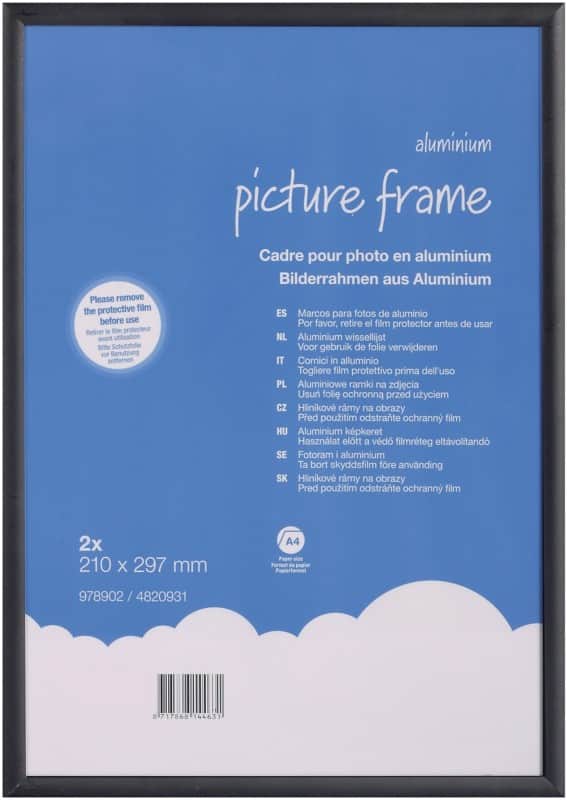 Viking A4 Picture Frame Hanging Black Aluminium 4820931 29.7 (W) x 21 (H) cm Pack of 2