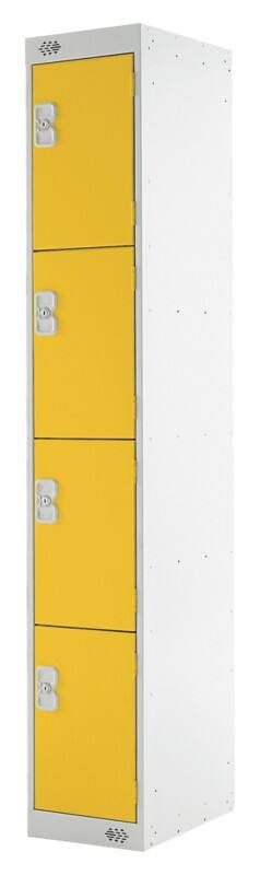 LINK51 Steel Locker 4 Doors 1 nest Key lock 300 x 450 x 1,800 mm Grey, Yellow