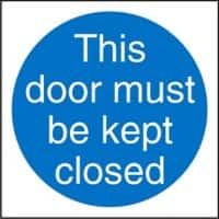 Mandatory Sign Keep Closed Adhesive Vinyl 10 x 10 cm