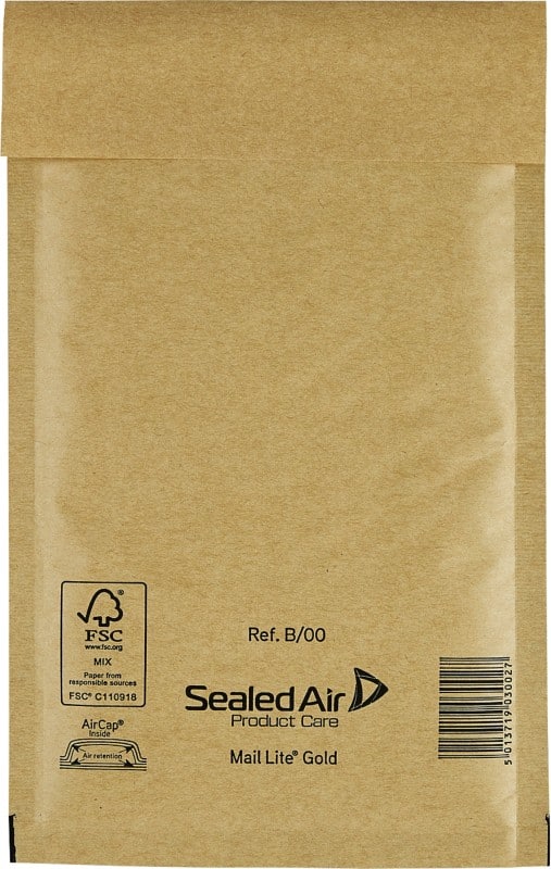 Mail Lite Mailing Bag B/00 Gold Plain 120 (W) x 210 (H) mm Peel and Seal 79 gsm Pack of 100