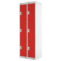 LINK51 Steel Locker 3 Doors 2 nests Key lock 600 x 450 x 1,800 mm Grey, Red