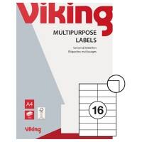 Viking Multipurpose Labels Self Adhesive 105 x 37 mm White 100 Sheets of 16 Labels