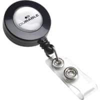 DURABLE Retractable Badge Reel Metal Clip 850 mm Cord Charcoal Pack of 10