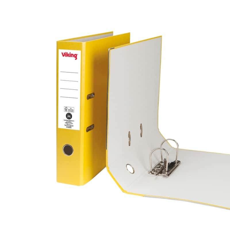 Viking Wide Lever Arch File A4, Foolscap 75 mm Yellow 2 Rings Cardboard Matt Portrait