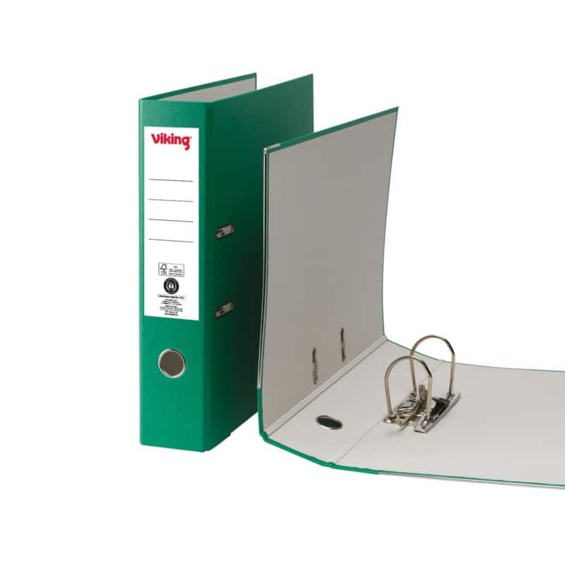 Viking Wide Lever Arch File A4, Foolscap 75 mm Green 2 Rings Cardboard Matt Portrait