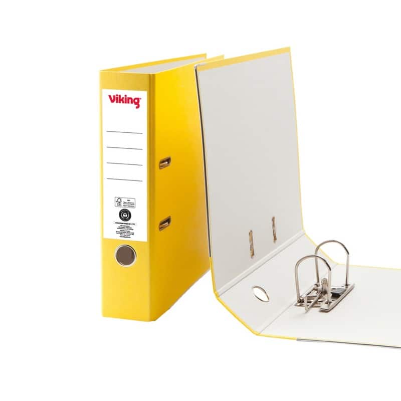 Viking Wide Lever Arch File A4 75 mm Yellow 2 Rings Cardboard Matt Portrait