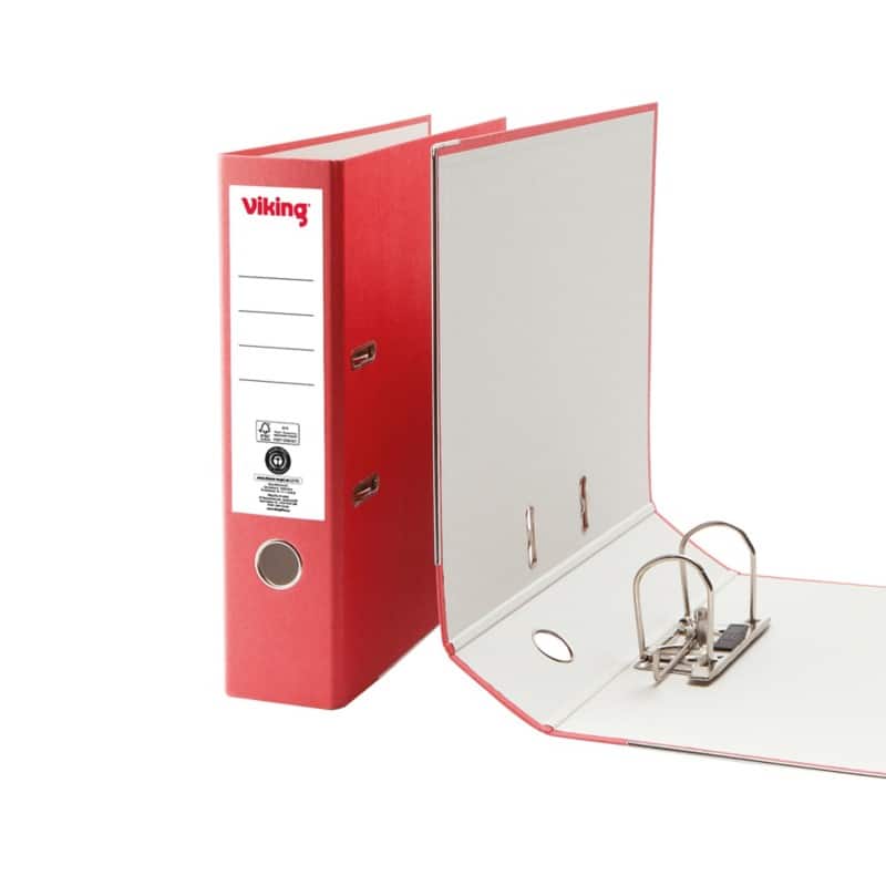 Viking Wide Lever Arch File A4 75 mm Red 2 Rings Cardboard Matt Portrait