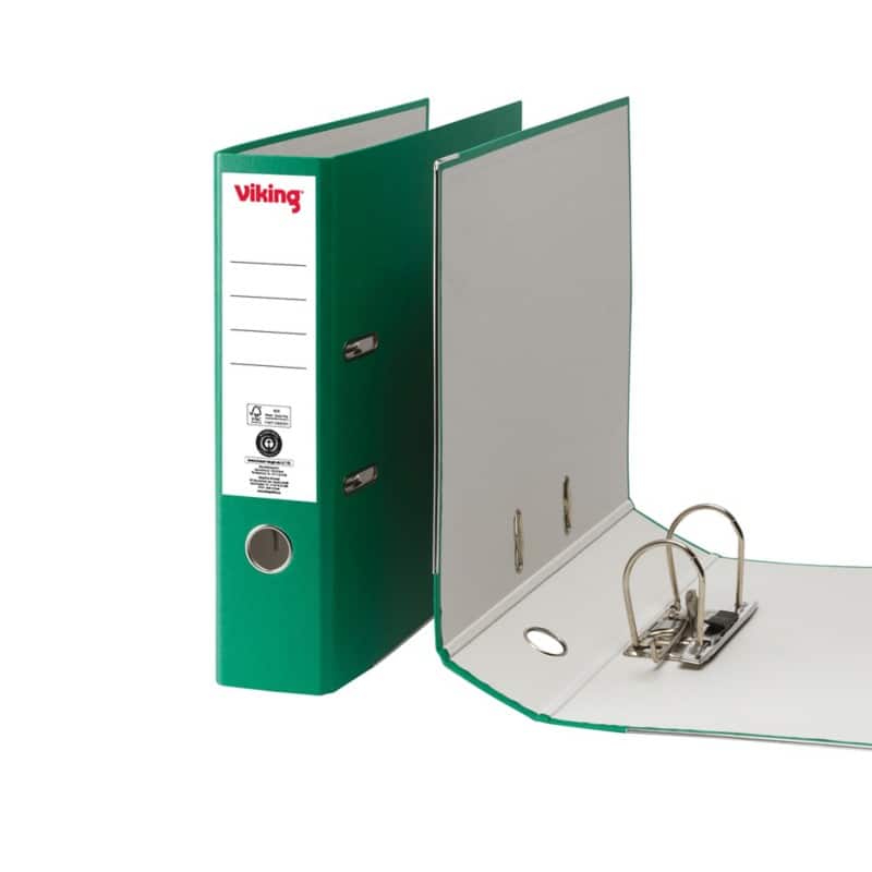 Viking Wide Lever Arch File A4 75 mm Green 2 Rings Cardboard Matt Portrait