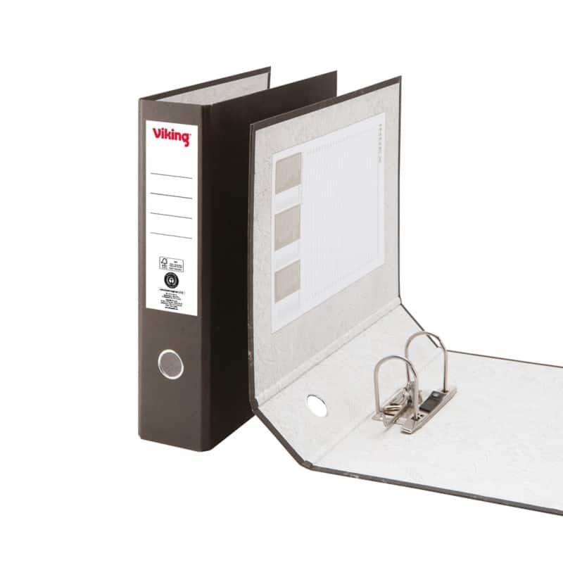 Viking Economy Wide Lever Arch File A4, Foolscap 75 mm Black 2 Rings Cardboard Marbled Portrait
