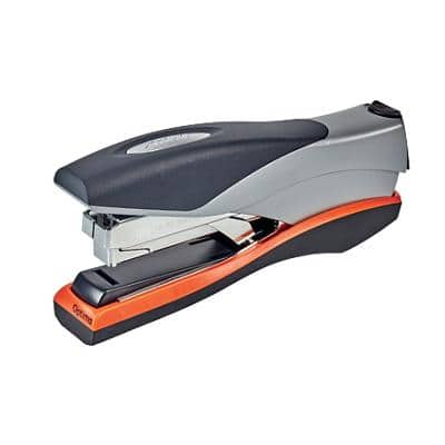 Rexel Optima 40 Flat Clinch Stapler 2102357 Low Force Full Strip Silver, Orange 40 Sheets Optima 26/6 Metal, Plastic