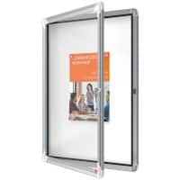 Nobo Premium Plus Wall Mountable Indoor Magnetic Lockable Notice Board 1902557 Aluminium Frame Hinged Safety Glass Door 4xA4 White 494 x 668 mm