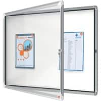 Nobo Premium Plus Wall Mountable Outdoor Magnetic Lockable Notice Board 1902579 Aluminium Frame Hinged Safety Glass Door 8 x A4 White 924 x 668 mm