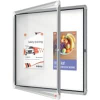 Nobo Premium Plus Wall Mountable Outdoor Magnetic Lockable Notice Board 1902578 Aluminium Frame Hinged Safety Glass Door 6xA4 White 709 x 668 mm