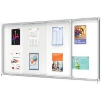 Nobo Premium Plus Wall Mountable Indoor Magnetic Lockable Notice Board 1902572 Aluminium Frame Sliding Safety Glass Door 27xA4 White 2000 x 970 mm