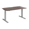 Elev8 Rectangular Sit Stand Single Desk with Walnut Melamine Top and Silver Frame 2 Legs Touch 1400 x 800 x 675 - 1300 mm
