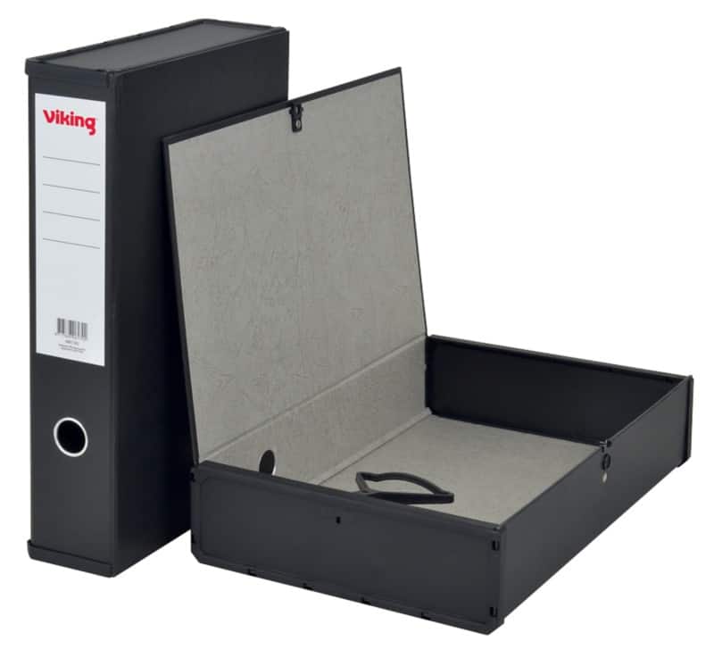 Viking Box File 4881762 Foolscap Cardboard, Paper Press Stud 7.5 (W) x 24.5 (D) x 36.8 (H) cm Black 7.5 cm