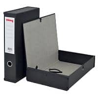 Viking Box File 4881762 Foolscap Cardboard, Paper Press Stud 7.5 (W) x 24.5 (D) x 36.8 (H) cm Black 7.5 cm