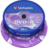 Verbatim DVD+R 16x 4.7 GB Matt Silver Spindle Pack of 25