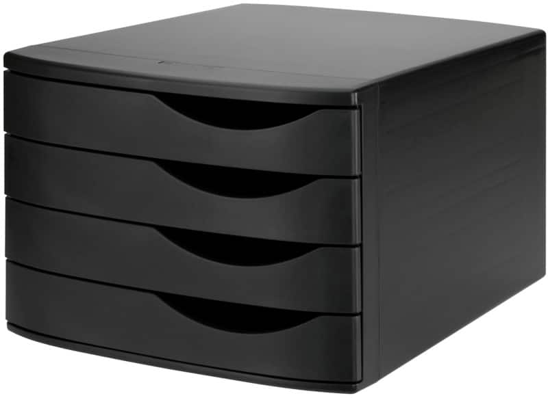 Djois Re-Solution Desktop Drawers PS (Polystyrene) Black 4 Drawers 30 x 37.5 x 21.6 cm A4