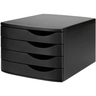 Jalema Re-Solution Desktop Drawers 4 Re-Solution Drawer Set with 4 drawers, black A4 PS (Polystyrene) Black 30 x 37.5 x 21.6 cm