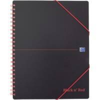 OXFORD Meeting Book Black n' Red A4+ Ruled Spiral Bound PP (Polypropylene) Hardback Black, Red Perforated 160 Pages