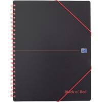 OXFORD Meeting Book Black n' Red A4+ Ruled Spiral Bound PP (Polypropylene) Hardback Black, Red Perforated 160 Pages