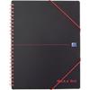 OXFORD Meeting Book Black n' Red A4+ Ruled Spiral Bound PP (Polypropylene) Hardback Black, Red Perforated 160 Pages