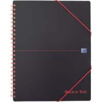 OXFORD Meeting Book Black n' Red A4+ Ruled Spiral Bound PP (Polypropylene) Hardback Black, Red Perforated 160 Pages