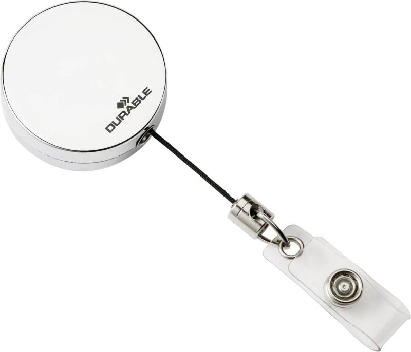 DURABLE Chrome Badge Reel Silver Pack of 10