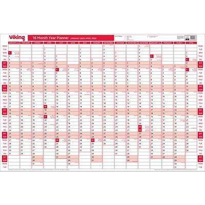 Viking Annual Planner 2024, 2025 Landscape Red English 91 x 61 cm