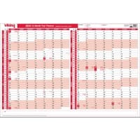 Viking Year Planner Unmounted 2023, 2024 Landscape Red English 91 x 61 cm